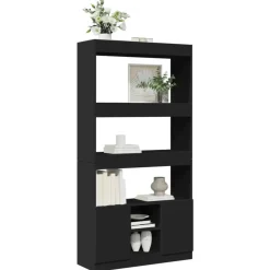 vidaXL - Boekenkast met deuren en 5 vakken - Zwart - Bewerkt hout - 92x33x180 cm