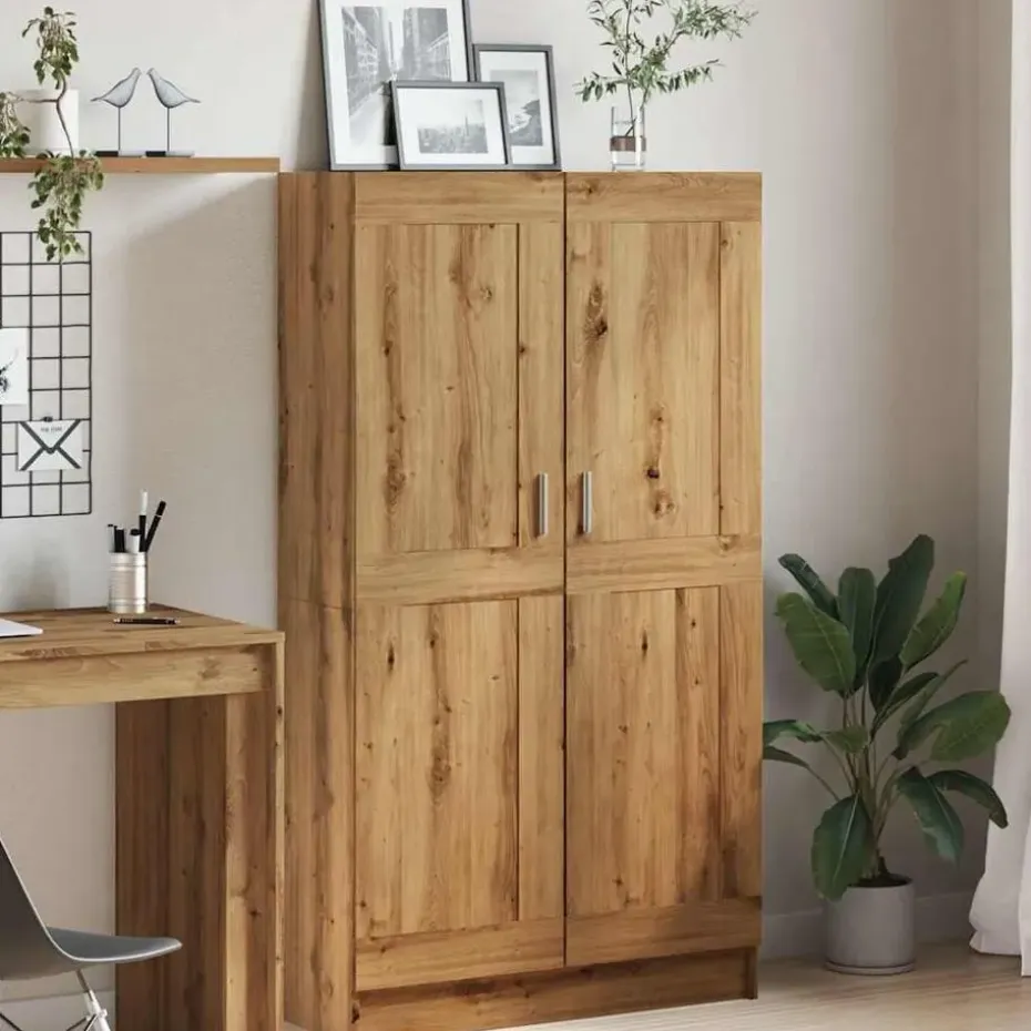 vidaXL - Boekenkast met schappen en 2 deuren - Artisan eiken - 82.5x30.5x150 cm