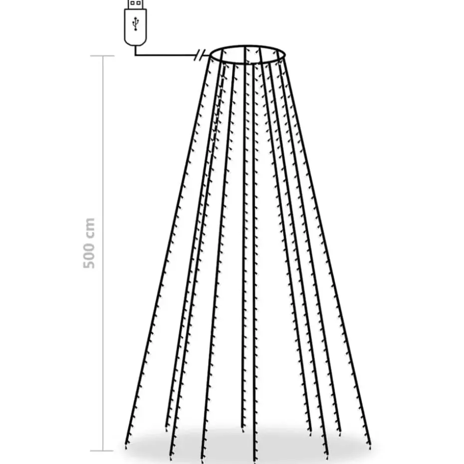 vidaXL - Boomverlichting - Wit - PVC - 500 cm