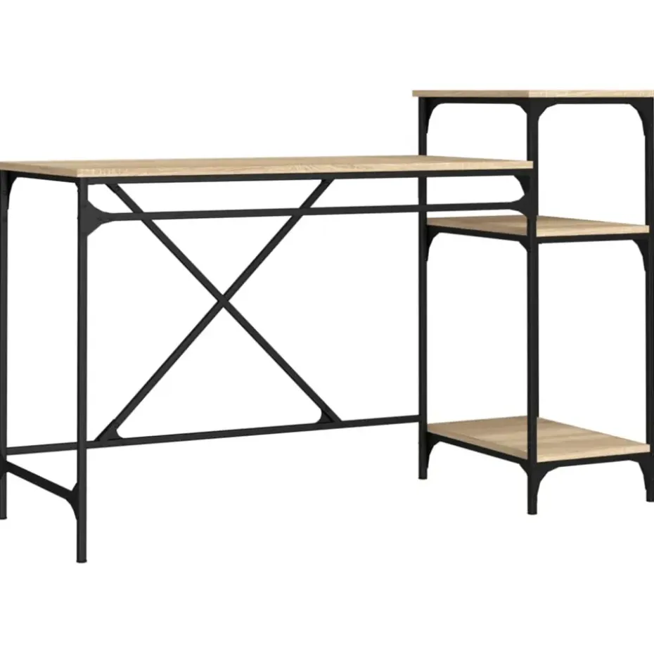 vidaXL - Bureau - Bruin - Bewerkt hout - 135 x 50 x 90 cm