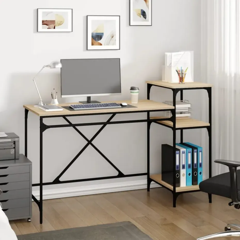 vidaXL - Bureau - Bruin - Bewerkt hout - 135 x 50 x 90 cm