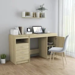 vidaXL - Bureau - Bruin - Bewerkt hout