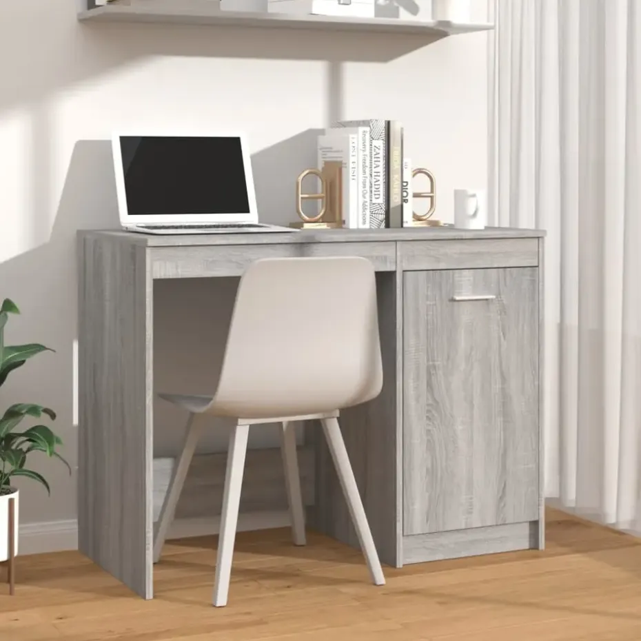 vidaXL - Bureau - Grijs - Bewerkt hout