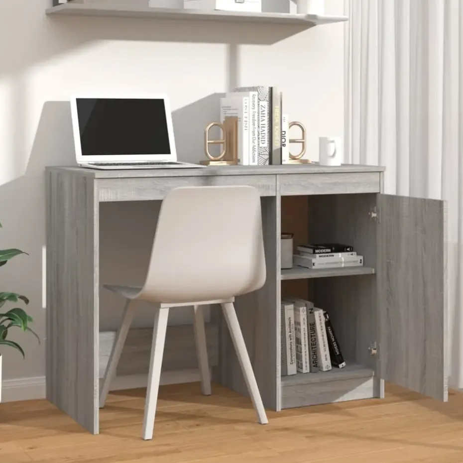 vidaXL - Bureau - Grijs - Bewerkt hout