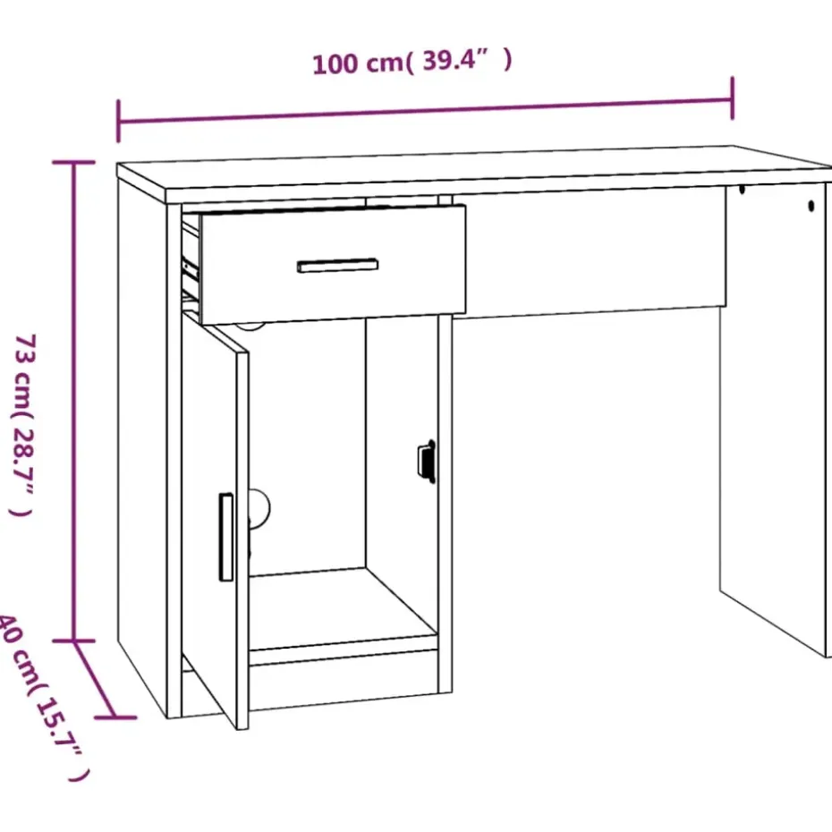 vidaXL - Bureau - Wit - Bewerkt hout