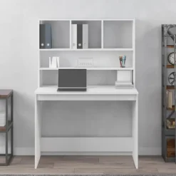 vidaXL - Bureau - Wit - Bewerkt hout