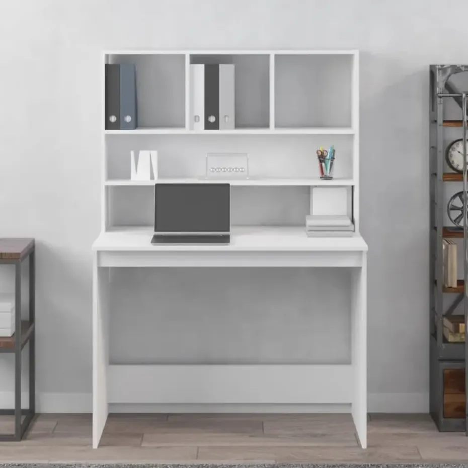vidaXL - Bureau - Wit - Bewerkt hout