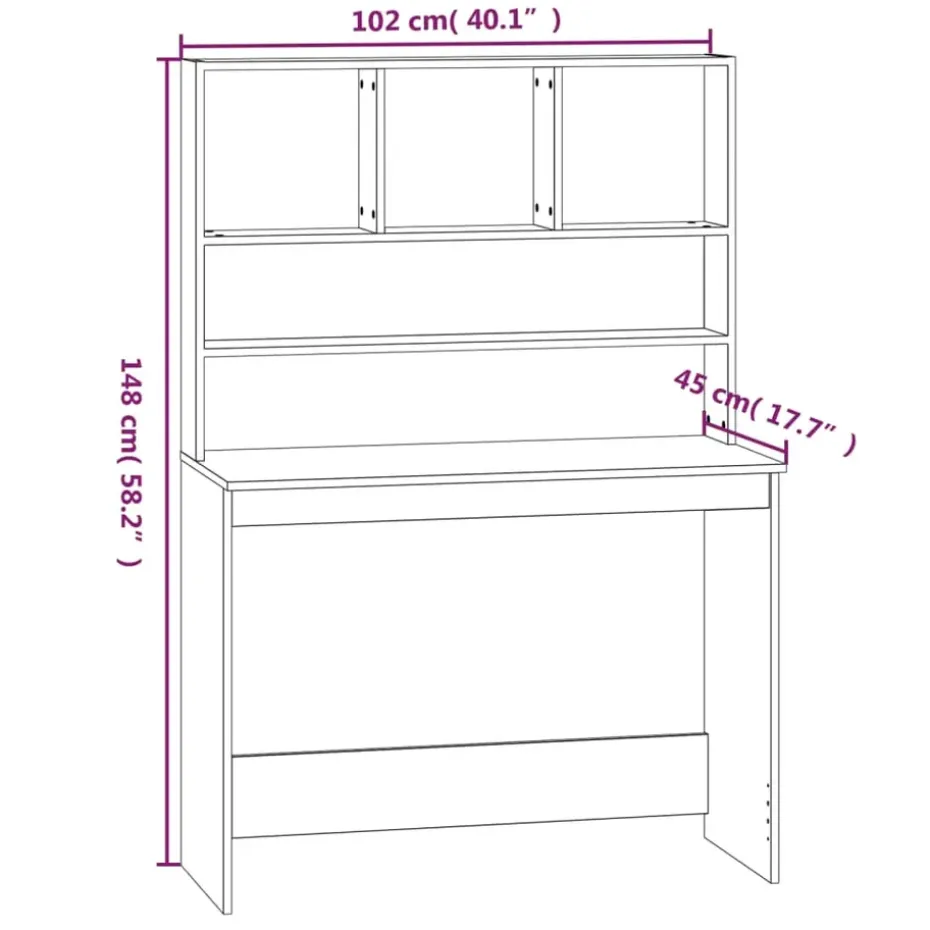vidaXL - Bureau - Wit - Bewerkt hout