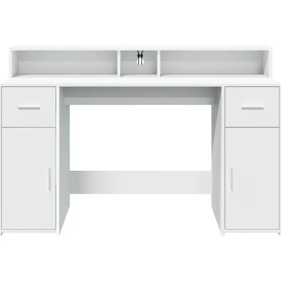 vidaXL - Bureau - Wit - Bewerkt hout - 140 x 55 x 91 cm