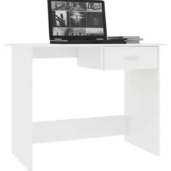 vidaXL - Bureau - Wit - Bewerkt hout