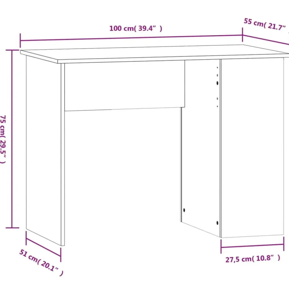 vidaXL - Bureau - Wit - Bewerkt hout