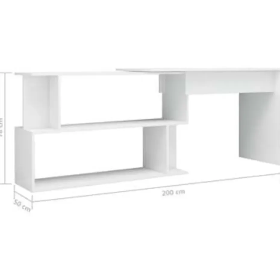 vidaXL - Bureau - Wit - Bewerkt hout