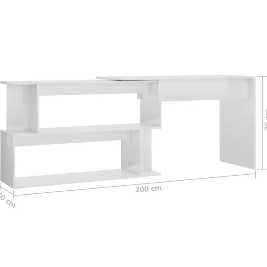 vidaXL - Bureau - Wit - Bewerkt hout