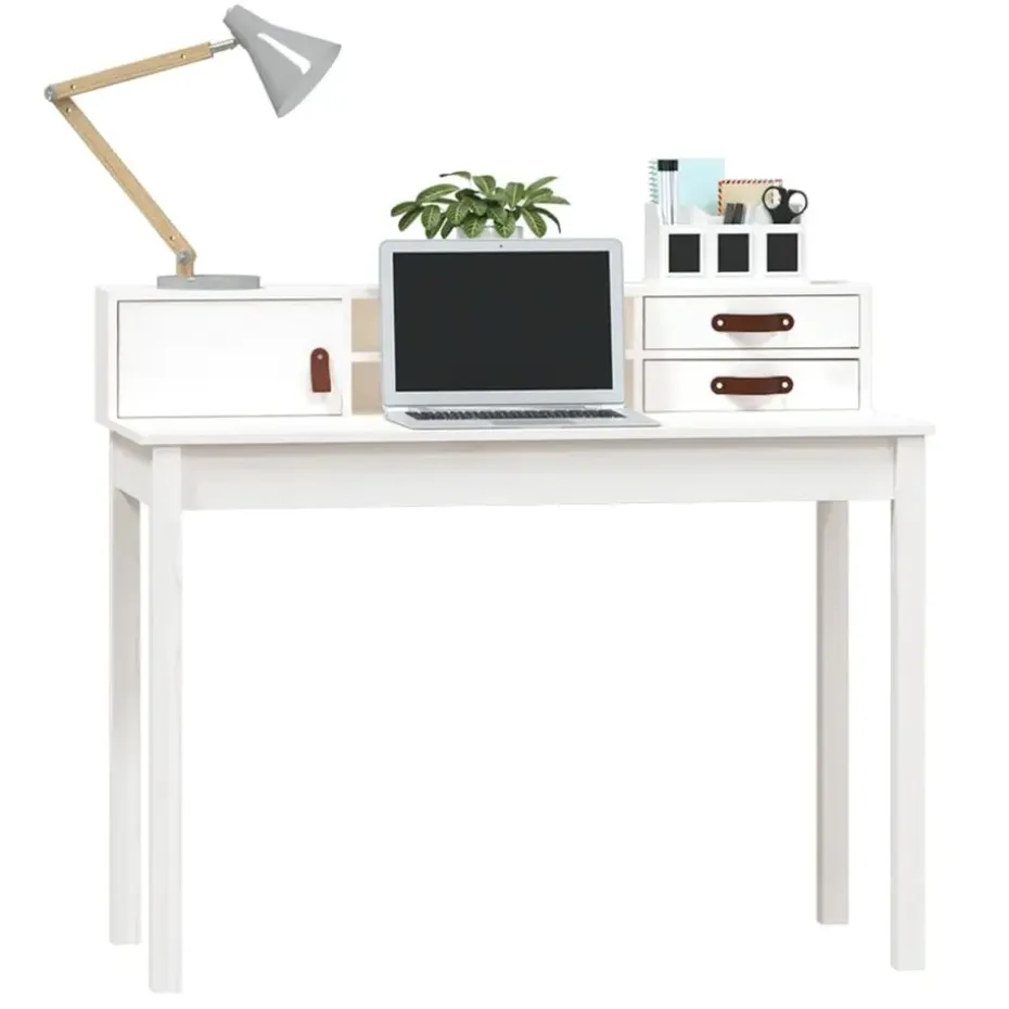 vidaXL - Bureau - Wit - Grenenhout
