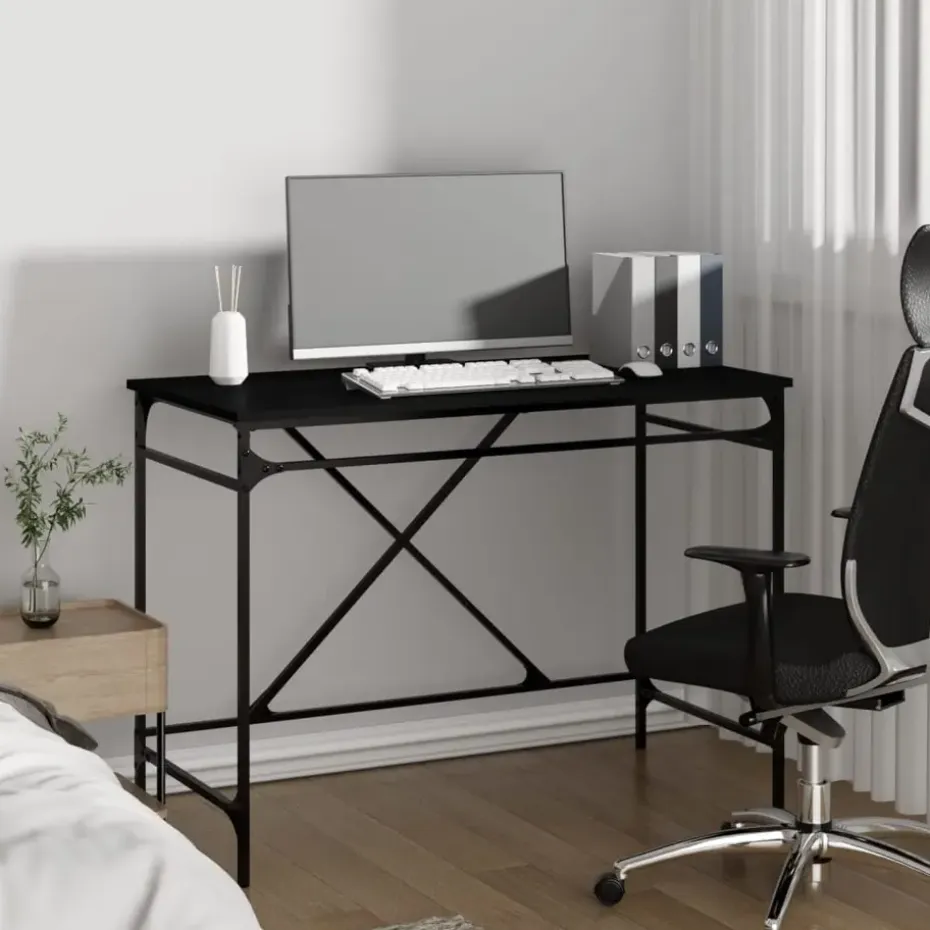 vidaXL - Bureau - Zwart - Bewerkt hout