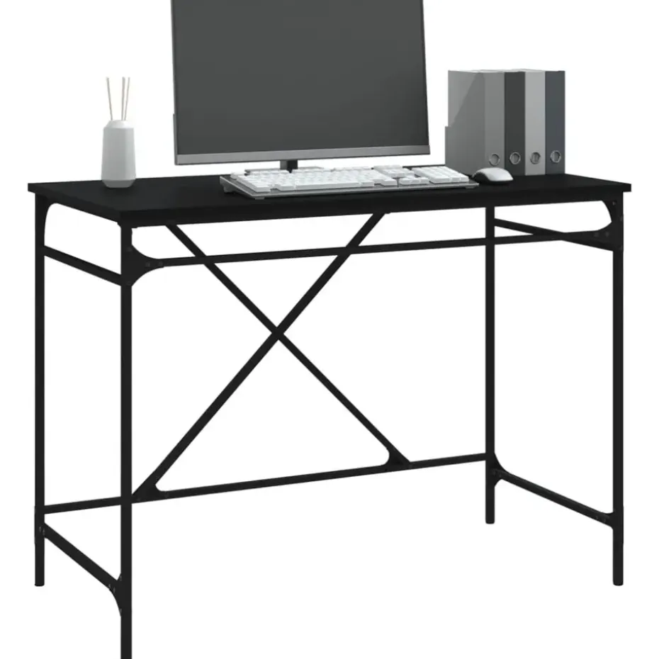 vidaXL - Bureau - Zwart - Bewerkt hout