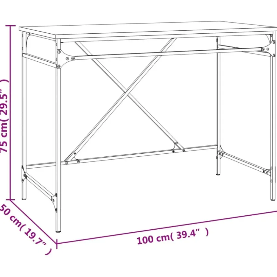 vidaXL - Bureau - Zwart - Bewerkt hout