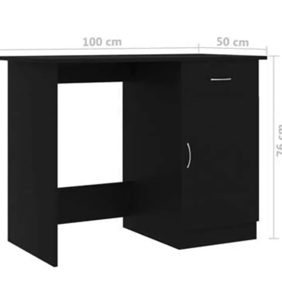 vidaXL - Bureau - Zwart - Bewerkt hout