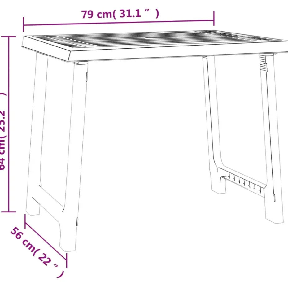 vidaXL - Campingtafel - Antracietkleurig - Polypropyleen - 79x56x64 cm