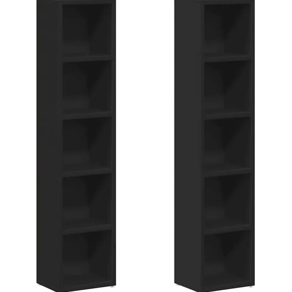 vidaXL - Cd-kast - Zwart - Bewerkt hout - 2 stuks