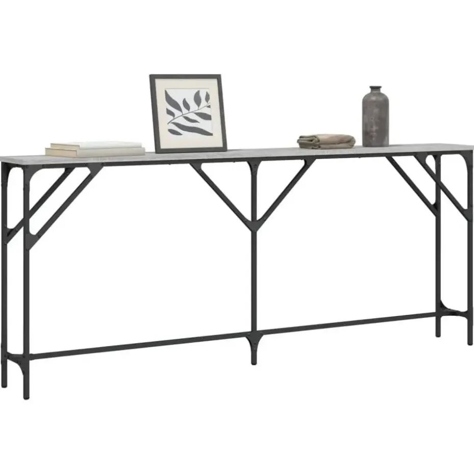 vidaXL - Consoletafel - Grijs sonoma eiken - Bewerkt hout - 180x23x75 cm