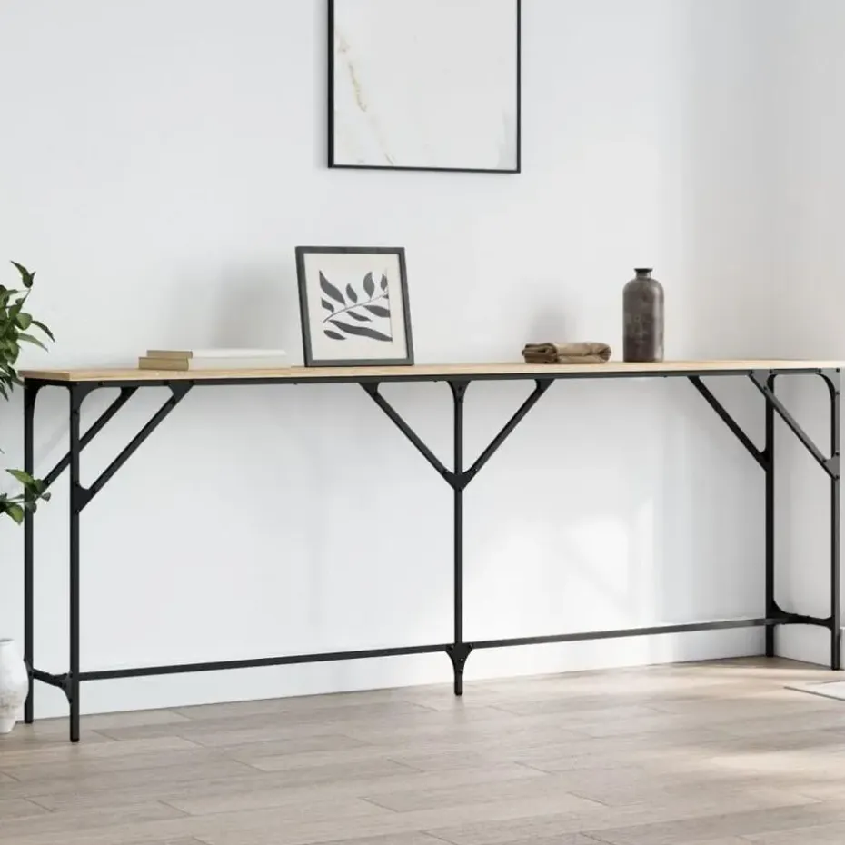 vidaXL - Consoletafel - Sonoma eiken - Bewerkt hout - 200x29x75 cm