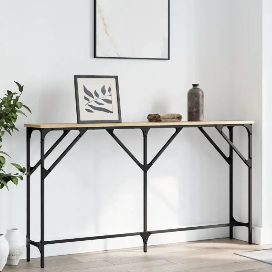 vidaXL - Consoletafel - Sonoma eiken - Bewerkt hout - 140x23x75 cm