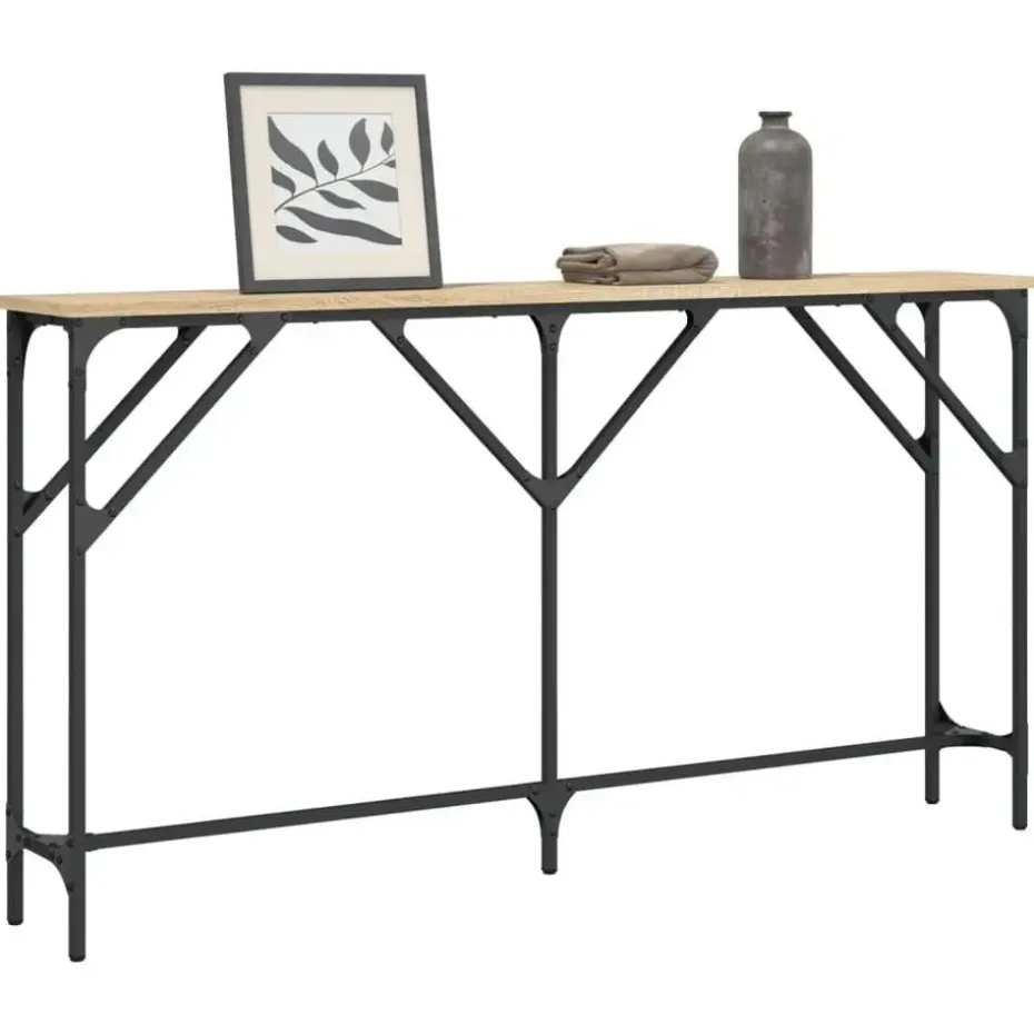 vidaXL - Consoletafel - Sonoma eiken - Bewerkt hout - 140x23x75 cm