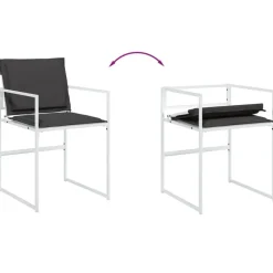 vidaXL - 5-delige inklapbaar Tuinset met kussens -Wit textileen - 110x107 cm