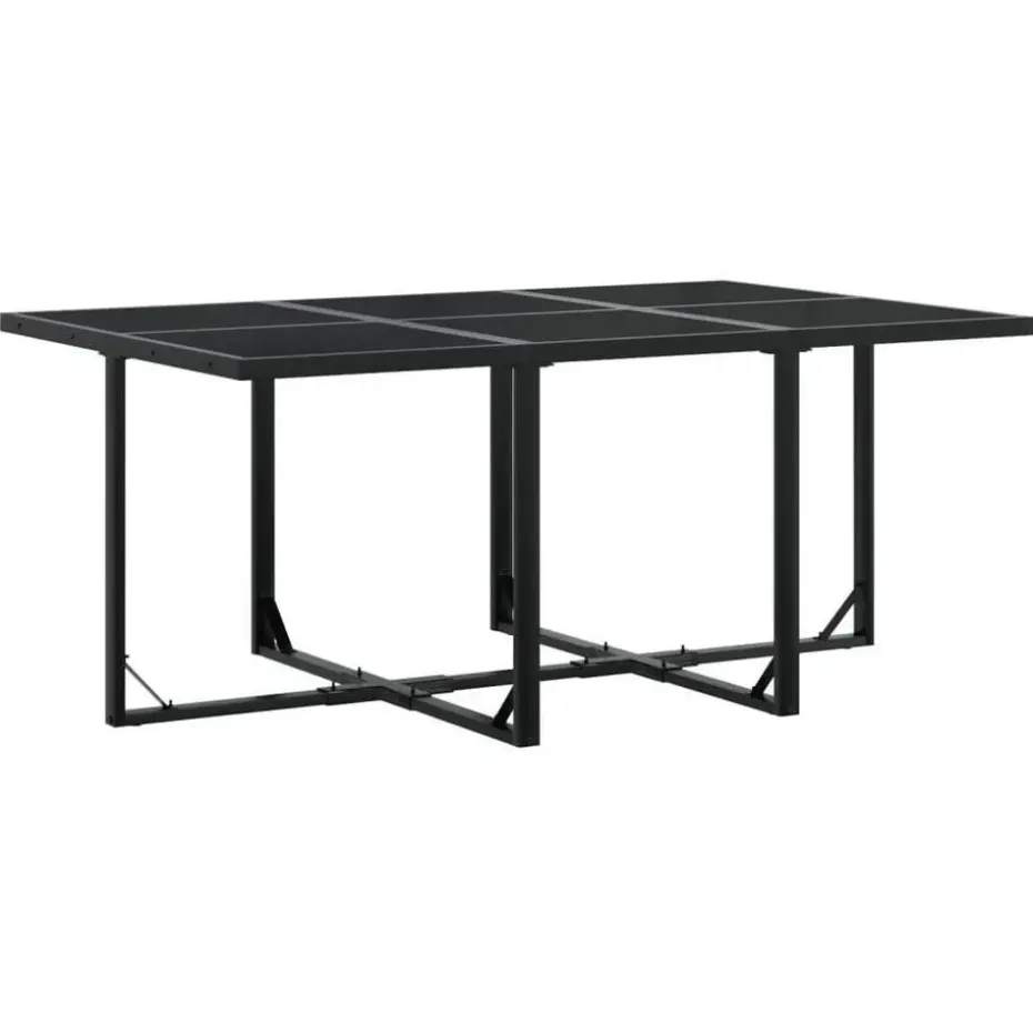 vidaXL - 7-delige inklapbaar Tuinset gris kussens -Zwart textileen - 165x107 cm