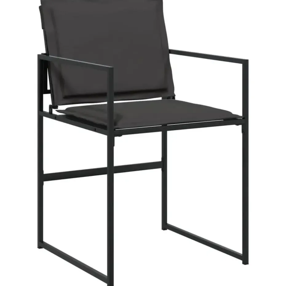 vidaXL - 7-delige inklapbaar Tuinset gris kussens -Zwart textileen - 165x107 cm