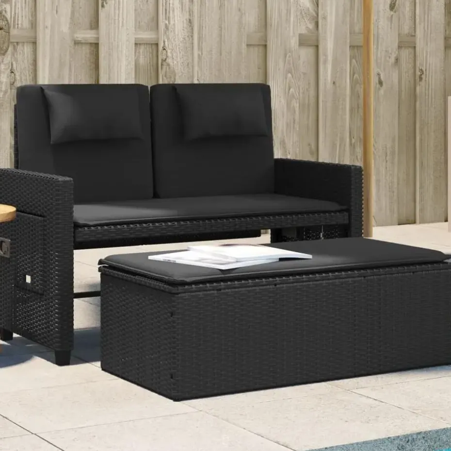 vidaXL - 2-delige Loungebanken Verstelbare met kussens - Zwart - 113x61x87 cm