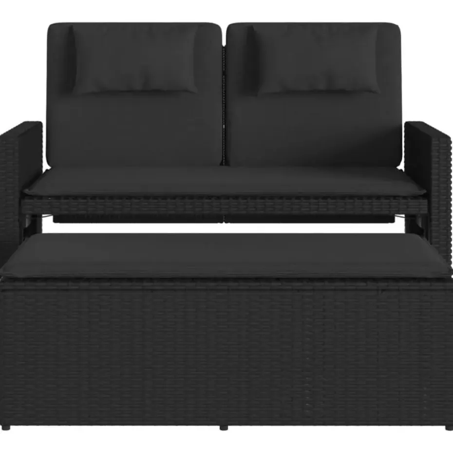 vidaXL - 2-delige Loungebanken Verstelbare met kussens - Zwart - 113x61x87 cm