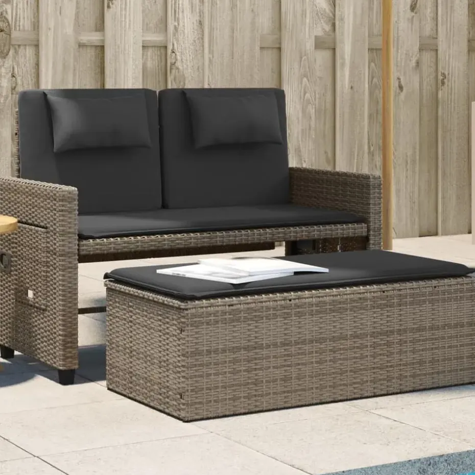 vidaXL - 2-delige Loungebanken Verstelbare met kussens - Grijs - 113x61x87 cm