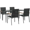 vidaXL - 5-delige Tuinset 4 fauteuils - Zwart - Textileen - 160x80 cm