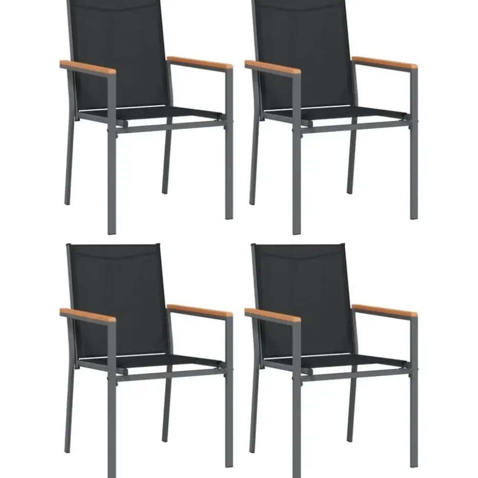 vidaXL - 5-delige Tuinset 4 fauteuils - Zwart - Textileen - 160x80 cm
