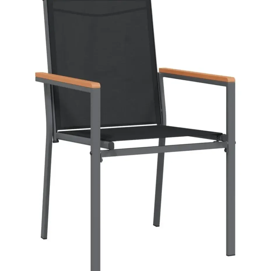 vidaXL - 5-delige Tuinset 4 fauteuils - Zwart - Textileen - 80x80 cm
