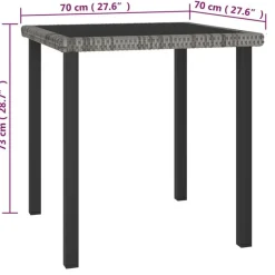 vidaXL - 5-delige Tuinset - Grijs - Poly rattan en glas - 70x70 cm