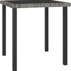 vidaXL - 5-delige Tuinset - Grijs - Poly rattan en glas - 70x70 cm