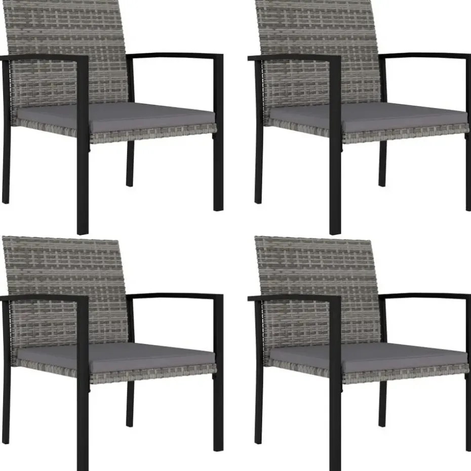 vidaXL - 5-delige Tuinset - Grijs - Poly rattan en glas - 70x70 cm