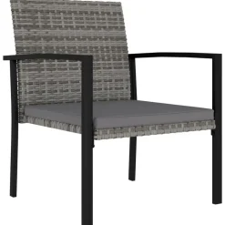 vidaXL - 5-delige Tuinset - Grijs - Poly rattan en glas - 70x70 cm
