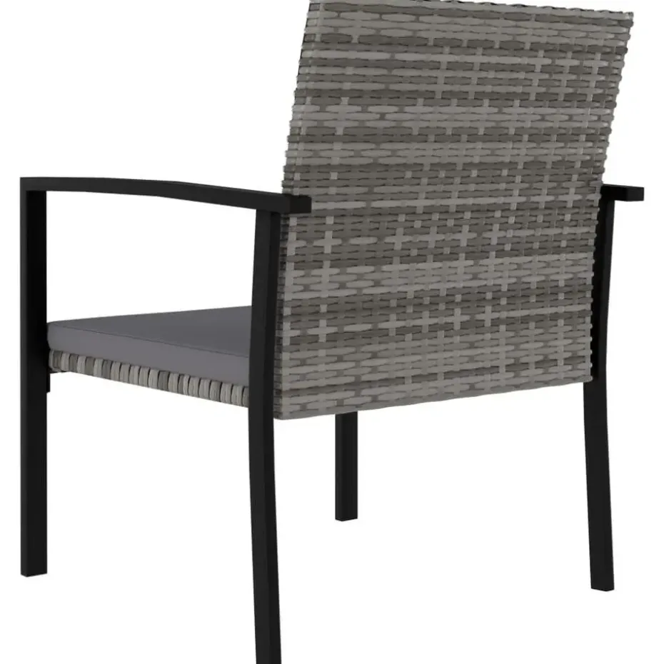 vidaXL - 5-delige Tuinset - Grijs - Poly rattan en glas - 70x70 cm