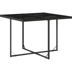 vidaXL - 9-delige Tuinset 4 krukken wit kussens - Zwart - PE rattan - 110x106 cm
