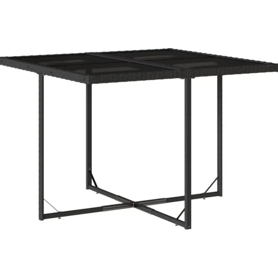 vidaXL - 9-delige Tuinset 4 krukken wit kussens - Zwart - PE rattan - 110x106 cm