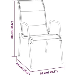 vidaXL - 5-delige Tuinset - Zwart - Textileen met voering en staal - 140x70 cm