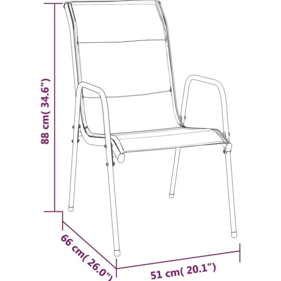 vidaXL - 7-delige Tuinset - Zwart - Textileen met voering en staal - 140x70 cm