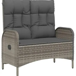 vidaXL - 4-delige Tuinset bank en verstelbare stoelen - Grijs - 160x80 cm