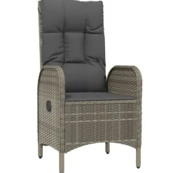 vidaXL - 4-delige Tuinset bank en verstelbare stoelen - Grijs - 160x80 cm