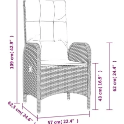 vidaXL - 4-delige Tuinset bank en verstelbare stoelen - Grijs - 160x80 cm