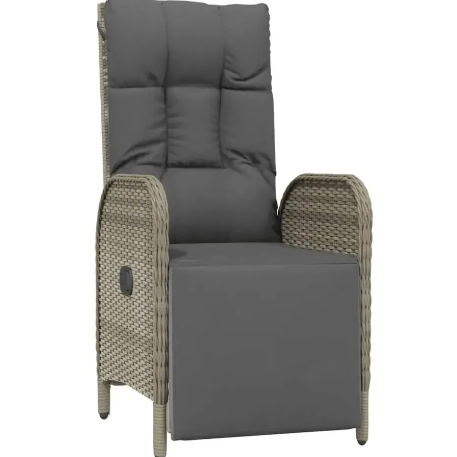 vidaXL - 4-delige Tuinset bank en fauteuils - Grijs - Poly rattan - 160x80 cm